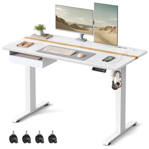 VASAGLE Höhenverstellbarer Schreibtisch elektrisch, 120 x 60 cm Tischoberfläche, Memory-Funktion...