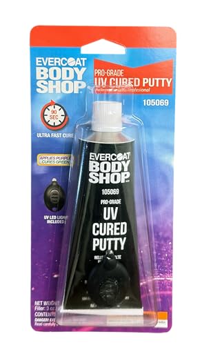Image of Evercoat Body Shop 105069 UV Cured Putty Ultra Fast Cure, Repairs Small Chips, Dings & Scratches on Cars & More, No Mixing, UV Light Included