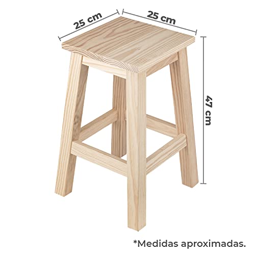 Miniatura 2 de Tienda Eurasia - Taburetes, Taburete Bar, Taburete Madera, Diseño Nordico, Taburetes Cocina, Bar, Taburetes Con Reposapies, 25 X 25 X 47 Cm