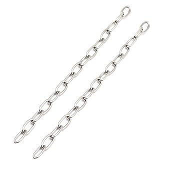 Stainless Steel Safety Chains 40in L x 0.20in T Long Link Chain Rings Light Duty Coil Chain for Hanging Pulling Towing 2mm*100cm-2 Pack