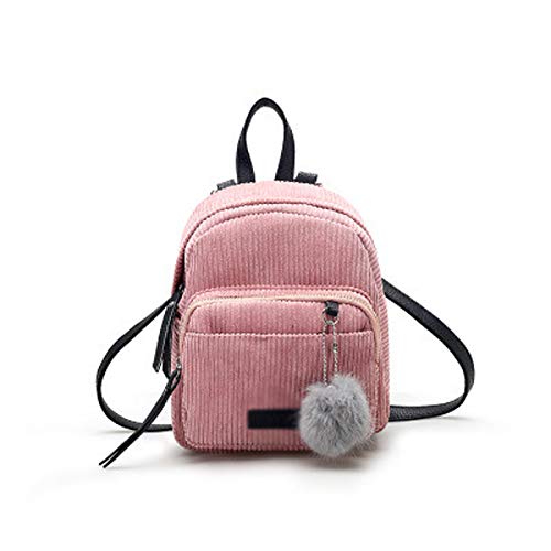 RMXMY Mochila para niñas Color sólido Linda Bola Colgante Personalidad de la Escuela Moda Creativa Mochila Tendencia Salvaje Simple Bolsa de Viaje Mini Mochila (Color : Pink)