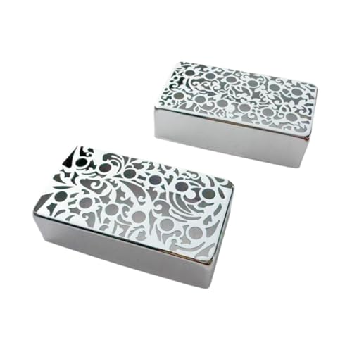 KiBcsLic ハムバッカーギターピックアップカバー2個、ギターピックアップカバー、楽器、刻印入り、耐久性、取り付け簡単、パーツ, 銀彫刻