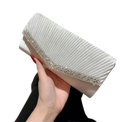 Gyios Handtasche Frauen Abend Clutch -Taschen Elegante Luxus Weibliche Hochzeitsbalken -Party Damen Kettenwechseltaschen-Silber A