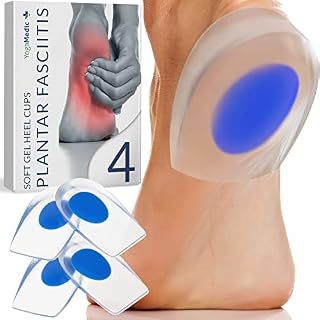 Heel Cushion Pads [2022] Heel Support for Plantar Fasciitis, Achilles Tendonitis and Heel Spur Pain - Gel Heel Pads - Inserts Cups, Size 3.0 to 6.0 - 4 Pieces