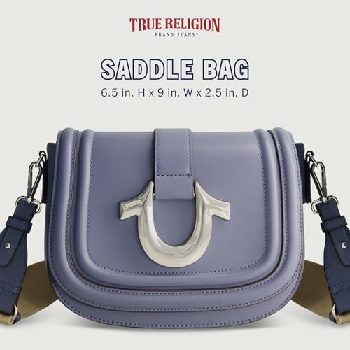 True Religion Shoulder Bag, Women's Faux Leather Crossbody Purse with Adjustable Shoulder Strap, Blue, One Size2