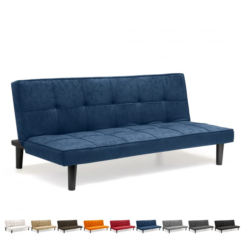 Produce Shop Divano Letto Design in Tessuto 2 Posti per casa e Ufficio Giada - Blu