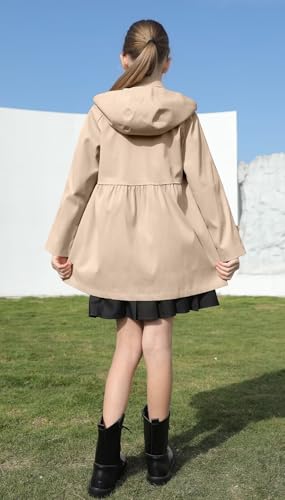 Image of Cromoncent Girl's Rain Jackets Waterproof Hoodie Trench Coat Cute Dress Coat Outerwear, 3-12 Years
