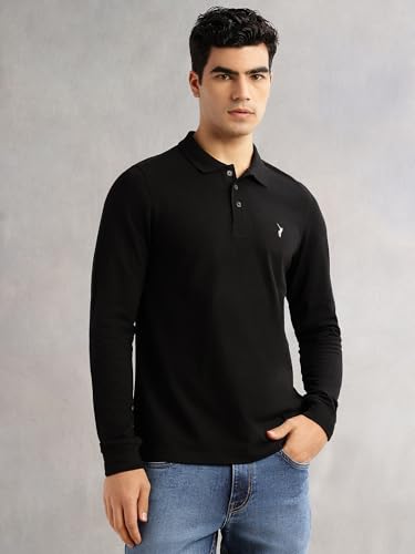Image of Thomas Scott Men's | Solid | Full Sleeve | Regular Fit | Cotton Blend | Polo Collar | Casual Tshirt
