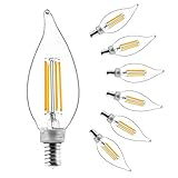 LED Candelabra Bulbs Flame Tip 60W Equivalent E12 Filament Candle Bulbs 5.5W, 550 Lumens, Dimmable...