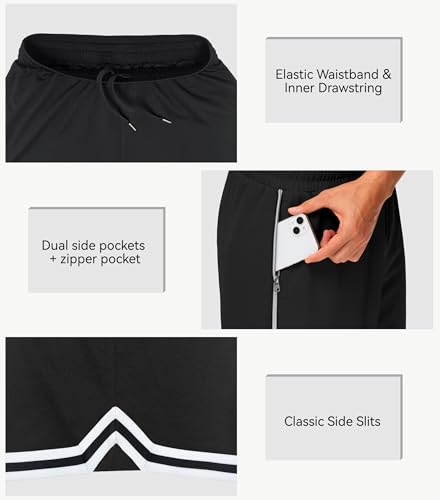 JWM Men's 11" Long Basketball Shorts - Below Knee Mesh Athletic Gym Workout Sport with Zip Pockets Quick Dry Lightweight3