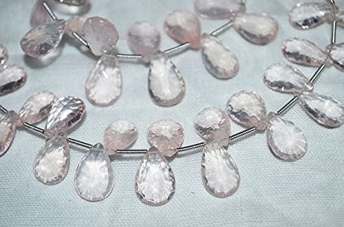 Quartz rose ice facetté en poire, les perles idéales pour créer vos bijoux bohèmes chic