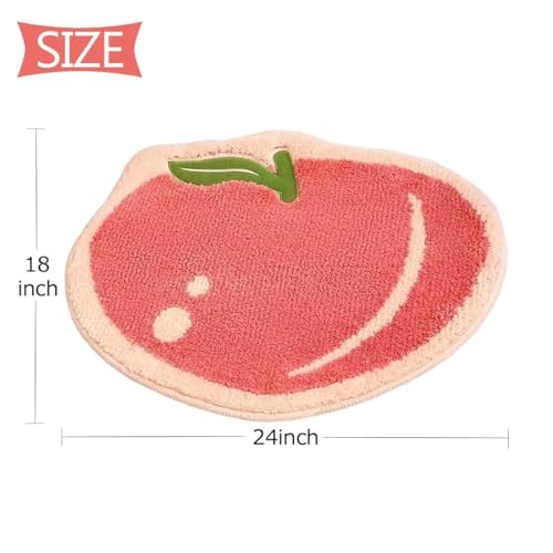 Image of GAVI Home Decor Super Soft Shaggy Bath Mat Anti Skid Cute Absorbent Kids Small Bath Mat Cartoon Apple Fruit Bathroom mat Non Slip, Cute Bathroom Floor Mat for Home Decor (60 x 40 Cm, Apple)