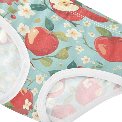 Wusikd Apples Slices Girls' Underwear Cotton Small Flowers Girls Briefs Soft Toddler Underwear 2T4