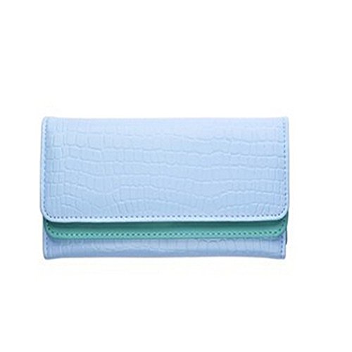 KLOUD City Synthetic Leather Stone Pattern Double Layer Women Wallet (Light Blue)