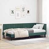 Couleur: Vert foncé INLIFE Cadre de lit d\'angle Vert foncé 90 cm x 190 cm tissu-42016420