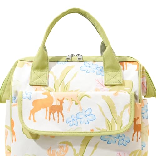 Mochila para mujer grande amarilla con múltiples compartimentos de moda 4