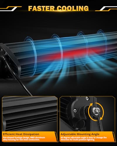 Image of Auxbeam 22 Inch LED Light Bar, 120W 6 Modes Amber White Strobe Fog Lights, Yellow Spot Flood Memory Reset Function Offroad Driving Work Ditch Light for Truck Car ATV