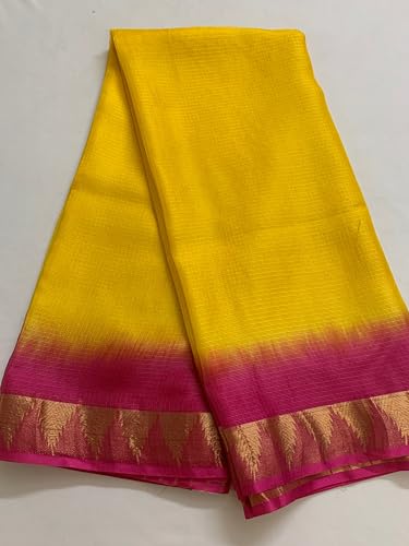 Image of Women's Bhagalpuri Pure Kota Doria Silk Net Saree With Temple Zari Border and Running Blouse Piece