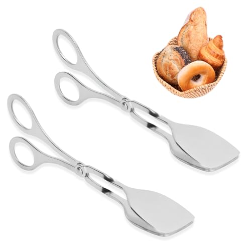 Pinzas para Buffet y Ensaladas - Asas de Tijera, Acero Inoxidable, 7 Pulgadas - Para Servir Alimentos, Catering, Fiestas, Pasteles y Cocina (2 Unidades)