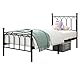 Diahomy Metallbett mit Lattenrost Bettrahmen mit Kopfteil Einzelbett Gästebett Einzelbettgestell 90 x 200 cm, Schwarz