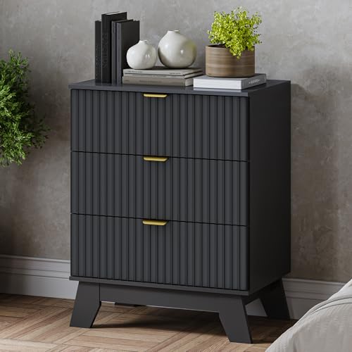 BORNOON Fluted 3 Drawer Dresser, 30.3