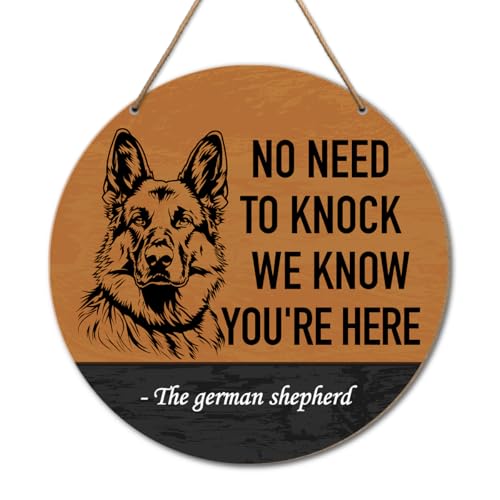 German Shepherd Welcome Sign for Front Door Decor, Dog Rustic Round Wood Hanging Sign Decorations, Farmhouse German Shepherd Sign Decor for Porch, Door, German Shepherd Gifts for Women Men Dog Lover