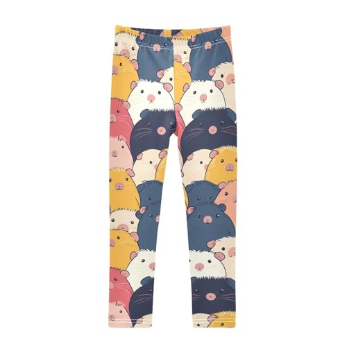 ALAZA Girls' Leggings Children's Yoga Pants Skinny Printed Dance Cavy Colorful Guinea Pig Comfortable 4T