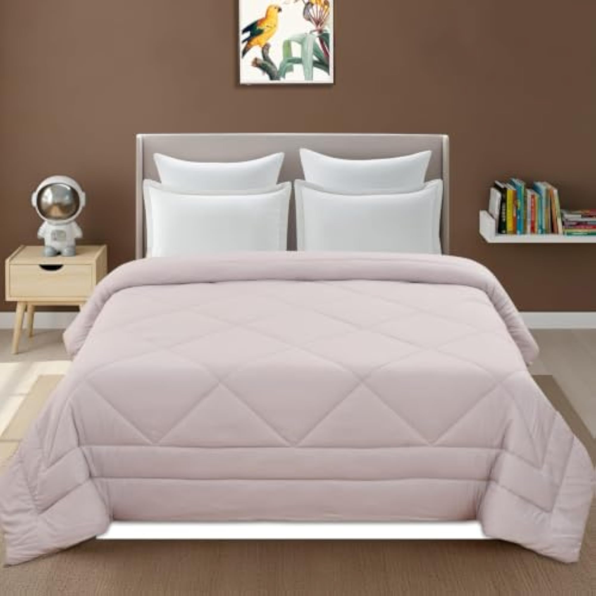 Single Bed Solid Micro Polyester Comforter in Vanilla