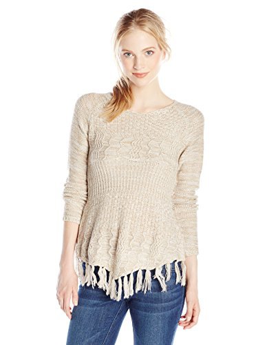 It's Our Time Juniors' Marled Pullover Sweater with Fringe