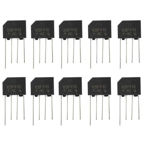 Voyoo 10 Stück KBP410 Brückengleichrichterdiode einphasig, 1000 V / 4A, Vollwelle 4 Ampere 1000Volt elektronische Siliziumdioden, 4Pins