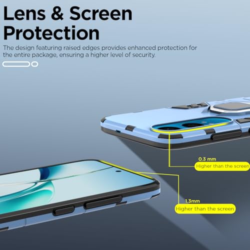 Image of Pikkme D5 Tough Armor Bumper | 360 Protection Case | Ring Holder Stand Case for OnePlus Nord Ce 4 Lite 5G (Blue)