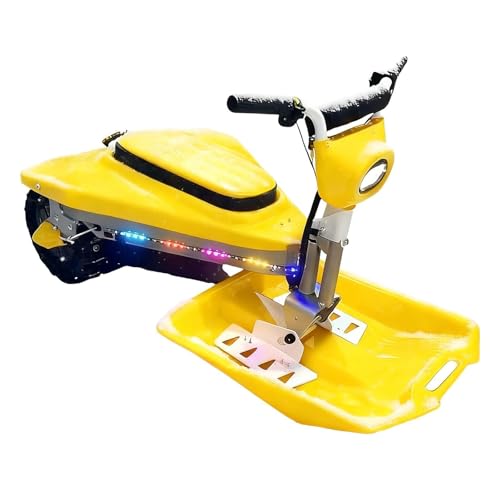 Image of LDMLAX Electric Snowmobile for Adults with Led Lights, 500w Dual Motor, 40km Range - Snow Scooter, Low/High Speed Adjust, Tracked, for Safe Winter Adventures(Yellow)