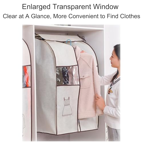 Garment Rack Cover with Clear Window, Fully Sealed Hanging Clothes Bag, Non-Woven Material, Garment Bags for Hanging Clothes(50x52x130cm/20x21x51in)4