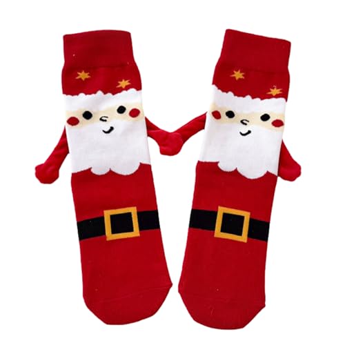 Teksome Calcetines navideños tomados de la Mano - Medias navideñas Personalizadas Calcetines magnéticos para Parejas Calcetín de Tubo Medio, Regalos Divertidos de Navidad