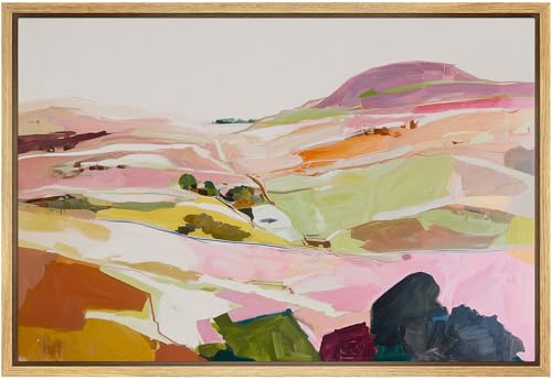 SIGNFORD Framed Canvas Print Wall Art Set Vibrant Pastel Abstract Hills Illustrations Modern Art Farmhouse/Country Landscape for Living Room, Bedroom, Office - 24"" x36 NATURAL