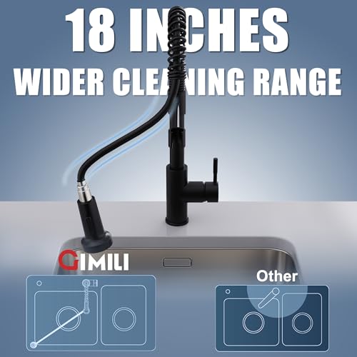 Image of GIMILI Black Kitchen Faucet with Pull Down Sprayer Single Handle Single Hole Rv Kitchen Faucet for Farmhouse Bar Laundry Outdoor Sink