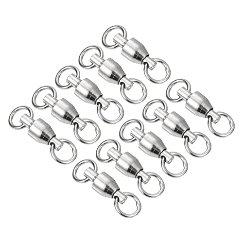 PATIKIL Ball Bearing Swivel, 10 Pack 134lb Carbon Steel Solid Welded Ring Fishing Tackle Connector, Silver