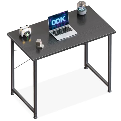 ODK Escritorio Pequeña, 80x40cm Mesa de Estudio de Ordenador con Pies Ajustables Mesa de Escritura de Ordenador para Oficina, Dormitorio, Negro