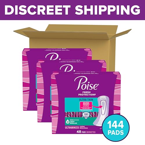 Image of Poise Ultra Thin Incontinence Pads for Women, 3 Drop, 144 ct
