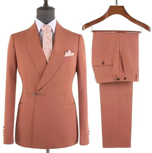 Men's 2-Piece Suit Set with Metal Buckle - Slim Fit Blazer & Pants for Wedding & Party3