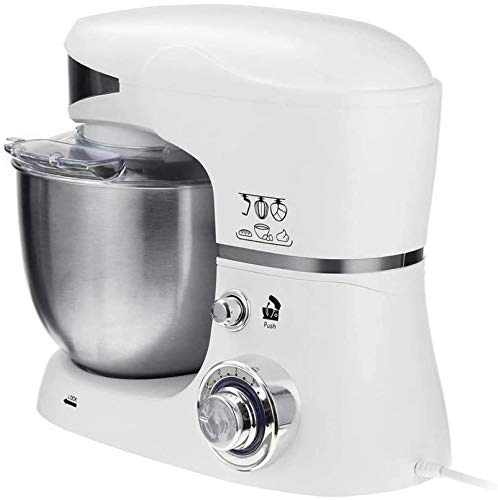 Professionelle elektrische Standmixer mit 6 Geschwindigkeiten, 5 l Edelstahl-Rührschüssel, 1000 W Teighaken und Ballon-Schneebesen für Kuchen,