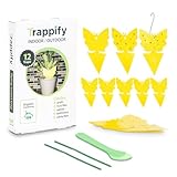 Trappify Sticky Fruit Fly and Gnat Trap Yellow Sticky Bug Traps for Indoor/Outdoor Use - Insect Catcher for White Flies, Mosquitos, Fungus Gnats, Flying Insects - Disposable Glue Trappers (12)