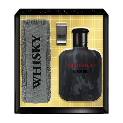 EVAFLORPARIS Whisky Black OP Coffret pour Homme Eau de Toilette 100 ml + Serviette Eponge + Money Clip Vaporisateur Spray Parfum Homme 100 ml