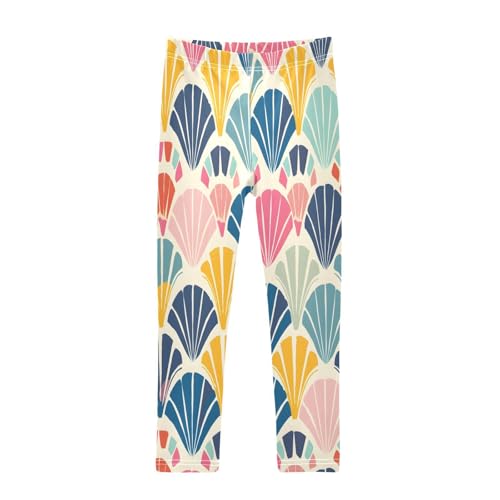 Bolaz Toddler Girls Leggings Printed Yoga Pants Leggings Geometric Shell Pattern for Kids
