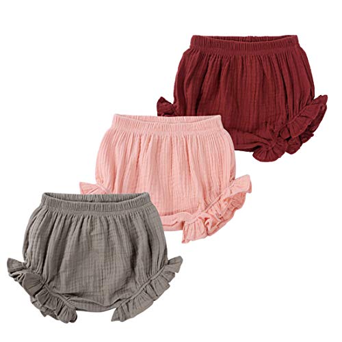Image of ZFTTZYMX Baby Girls Ruffle Bloomer Shorts Toddler Cute Cotton Linen Panty Diaper Covers
