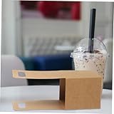 Ipetboom 10pcs Kraft Paperboard Single Drink Carrier with Handle Portable Foldable Cup Holder for Hot and Cold Beverages Disposable Coffee and Bubble Tea Cup Tray for Travel and Takeout - Image 2