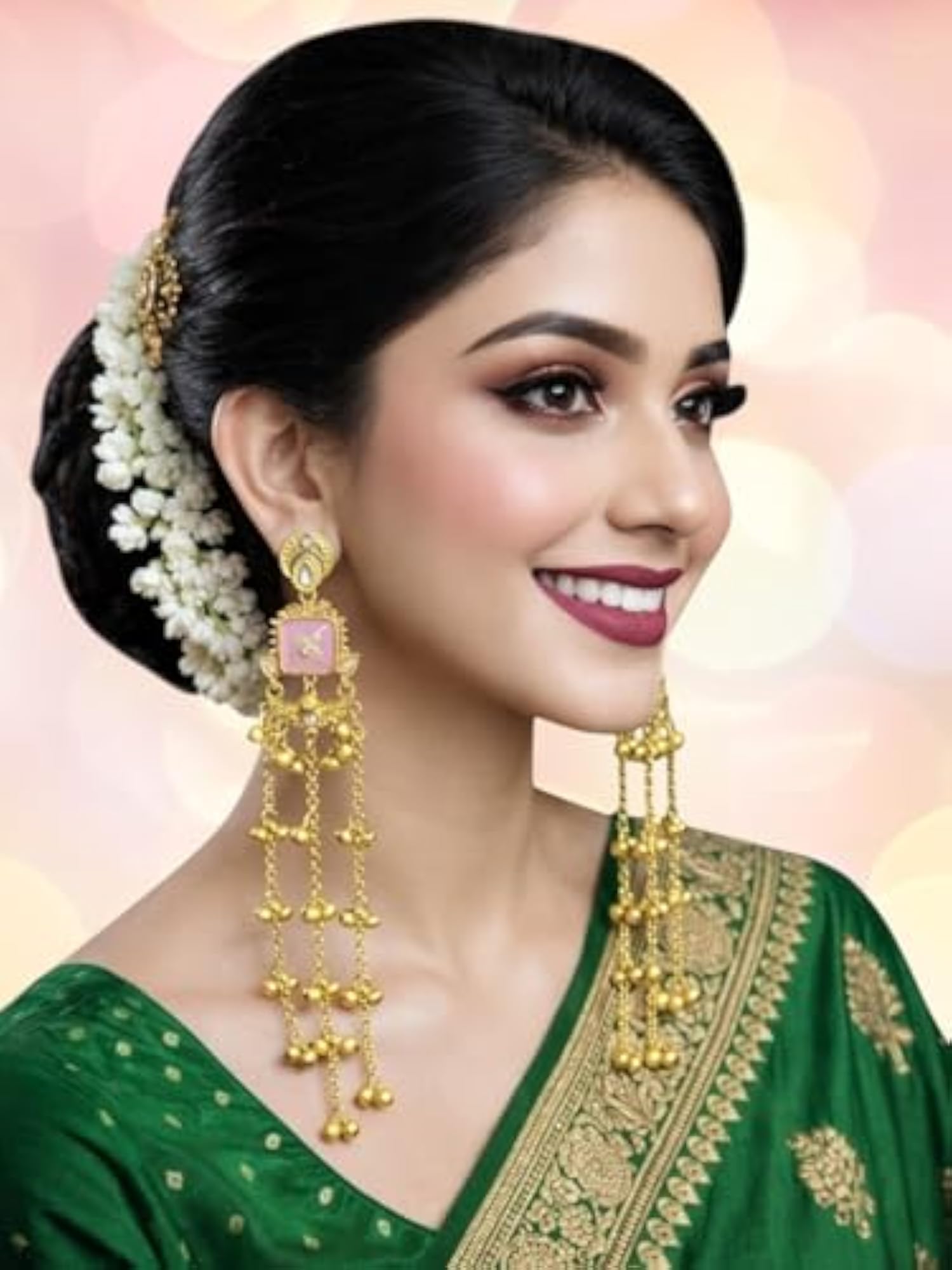 Women's Long Kashmiri Drop Earrings with Ghungroo Detailing