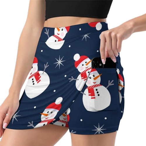 Jupe short athlétique femme motif bonhomme de neige anti humidité avec poche