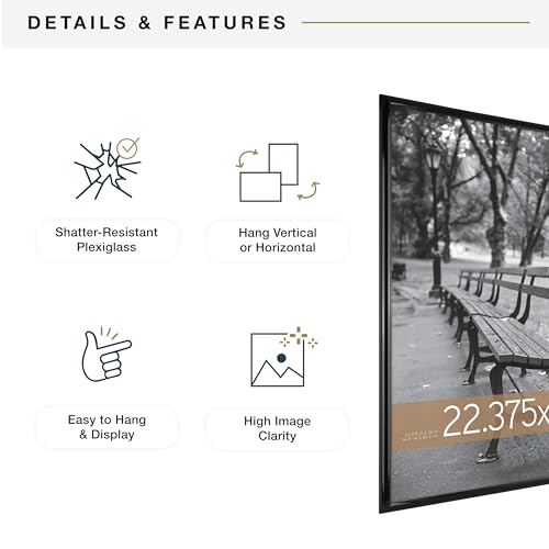MCS Trendsetter 22.75x34 Poster Frame Black High-Gloss, Vertical & Horizontal Wall Hanging Large Picture Frame for Photos, Posters & Art Prints (2-Pack)