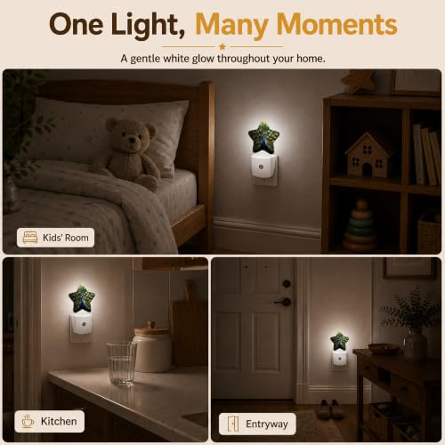 Image of Peacock Plug in Star Night Light, Night Light with Sensor for Kids Nursery Bedroom, Decorative Soft Glow Lamp for Hallway Bathroom, Energy Saving